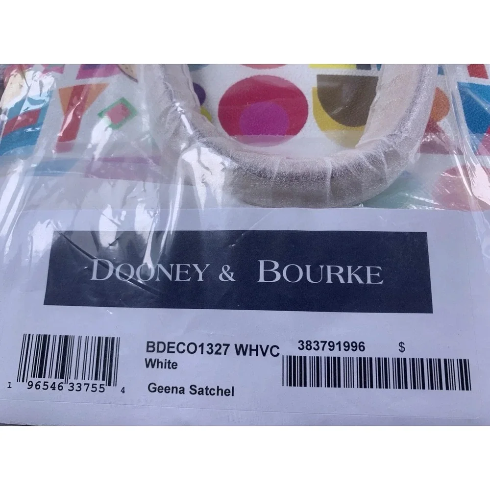 Dooney & Bourke Geena Satchel Women White NEW Art Deco Multi Logo Pattern